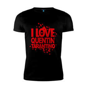 Мужская футболка премиум с принтом I love Quentin Tarantino в Рязани, 92% хлопок, 8% лайкра | приталенный силуэт, круглый вырез ворота, длина до линии бедра, короткий рукав | кветин таранино | я люблю