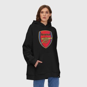 Худи SuperOversize хлопок с принтом FA Premier League. Arsenal FC. в Рязани, 70% хлопок, 30% полиэстер, мягкий начес внутри | карман-кенгуру, эластичная резинка на манжетах и по нижней кромке, двухслойный капюшон
 | арсенал