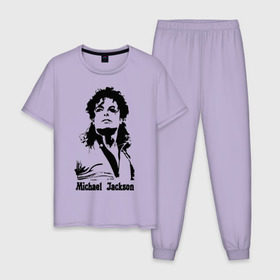 Мужская пижама хлопок с принтом Michael Jackson в Рязани, 100% хлопок | брюки и футболка прямого кроя, без карманов, на брюках мягкая резинка на поясе и по низу штанин
 | jackson | michael | pop | джексон | майкл | майкл джексон | поп