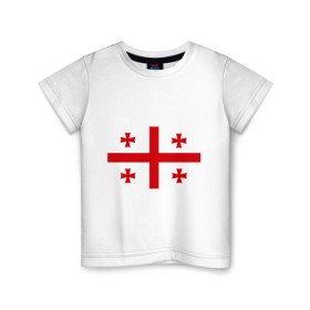 Детская футболка хлопок с принтом Грузия в Рязани, 100% хлопок | круглый вырез горловины, полуприлегающий силуэт, длина до линии бедер | Тематика изображения на принте: грузии | грузин | грузины | грузия | флаг