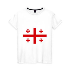Женская футболка хлопок с принтом Грузия в Рязани, 100% хлопок | прямой крой, круглый вырез горловины, длина до линии бедер, слегка спущенное плечо | Тематика изображения на принте: грузии | грузин | грузины | грузия | флаг