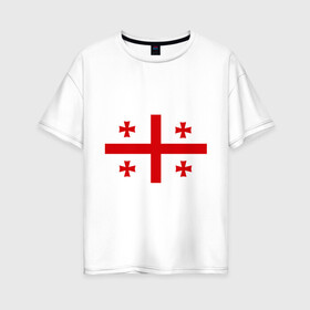 Женская футболка хлопок Oversize с принтом Грузия в Рязани, 100% хлопок | свободный крой, круглый ворот, спущенный рукав, длина до линии бедер
 | грузии | грузин | грузины | грузия | флаг