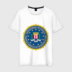 Мужская футболка хлопок с принтом FBI (Fidelity Bravery Intergrity) в Рязани, 100% хлопок | прямой крой, круглый вырез горловины, длина до линии бедер, слегка спущенное плечо. | 