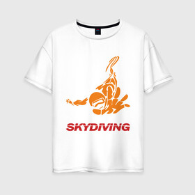 Женская футболка хлопок Oversize с принтом Skydiving (2) в Рязани, 100% хлопок | свободный крой, круглый ворот, спущенный рукав, длина до линии бедер
 | skydiving | авиационный спорт | парашют | парашютизм | свободное падение | скайдайвинг