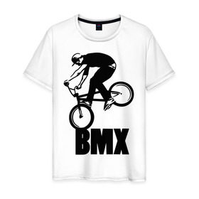 Мужская футболка хлопок с принтом BMX 3 в Рязани, 100% хлопок | прямой крой, круглый вырез горловины, длина до линии бедер, слегка спущенное плечо. | bmx | free style | бмэкс | велик | вело | велосипедист | фристайл | экстрим | экстримальный