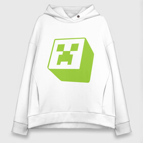 Женское худи Oversize хлопок с принтом Minecraft creeper green в Рязани, френч-терри — 70% хлопок, 30% полиэстер. Мягкий теплый начес внутри —100% хлопок | боковые карманы, эластичные манжеты и нижняя кромка, капюшон на магнитной кнопке | крипер