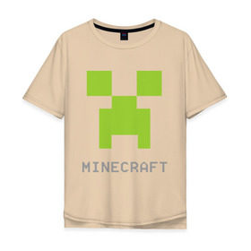 Мужская футболка хлопок Oversize с принтом Minecraft logo grey в Рязани, 100% хлопок | свободный крой, круглый ворот, “спинка” длиннее передней части | Тематика изображения на принте: крипер