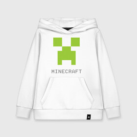 Детская толстовка хлопок с принтом Minecraft logo grey в Рязани, 100% хлопок | Круглый горловой вырез, эластичные манжеты, пояс, капюшен | крипер