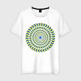 Мужская футболка хлопок с принтом Психоделика полноцвет в Рязани, 100% хлопок | прямой крой, круглый вырез горловины, длина до линии бедер, слегка спущенное плечо. | гипноз | гипнотические | круг | оптическая иллюзия