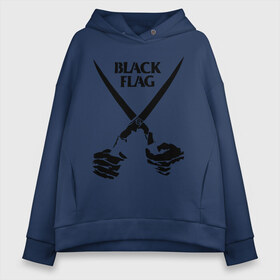 Женское худи Oversize хлопок с принтом Black Flag (1) в Рязани, френч-терри — 70% хлопок, 30% полиэстер. Мягкий теплый начес внутри —100% хлопок | боковые карманы, эластичные манжеты и нижняя кромка, капюшон на магнитной кнопке | hard | hardcor | hardcore | hardstyle | rock | ножницы | рок | руки | хард | хард рок