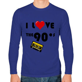 Мужской лонгслив хлопок с принтом i love 90 `s в Рязани, 100% хлопок |  | 90 e | i love | i love the 90s | касета | кассета | музыка | музыка 90 х | я люблю | я люблю 90е