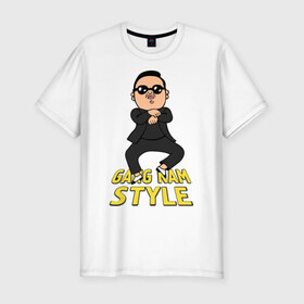Мужская футболка премиум с принтом Gangnam style real в Рязани, 92% хлопок, 8% лайкра | приталенный силуэт, круглый вырез ворота, длина до линии бедра, короткий рукав | 