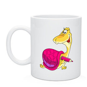 Кружка ЧЕРЕПАХА С КАРАНДАШОМ: в Рязани, керамика | объем — 330 мл, диаметр — 80 мм. Принт наносится на бока кружки, можно сделать два разных изображения | детские | животные | звери | зверушки | черепашка