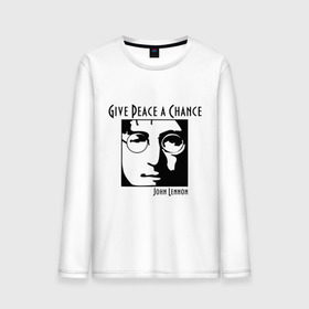 Мужской лонгслив хлопок с принтом John Lennon (Джон Леннон) Give Peace a Chance в Рязани, 100% хлопок |  | beatles | give peace a chance | john lennon | битлз | джон леннон | знаменитости | знаменитые личности | портрет