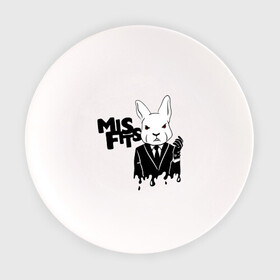 Тарелка с принтом Кролик misfits в Рязани, фарфор | диаметр - 210 мм
диаметр для нанесения принта - 120 мм | misfits