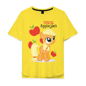 Мужская футболка хлопок Oversize с принтом Young Applejack в Рязани, 100% хлопок | свободный крой, круглый ворот, “спинка” длиннее передней части | 