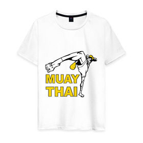 Мужская футболка хлопок с принтом Muay thai (Тайский бокс) в Рязани, 100% хлопок | прямой крой, круглый вырез горловины, длина до линии бедер, слегка спущенное плечо. | Тематика изображения на принте: муай тай