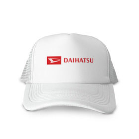 Кепка тракер с сеткой с принтом Daihatsu logo в Рязани, трикотажное полотно; задняя часть — сетка | длинный козырек, универсальный размер, пластиковая застежка | daihatsu | автомобиль daihatsu | логотип daihatsu