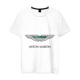 Мужская футболка хлопок с принтом Aston Martin logo в Рязани, 100% хлопок | прямой крой, круглый вырез горловины, длина до линии бедер, слегка спущенное плечо. | Тематика изображения на принте: aston martin | автобренды | автолюбителям | астин мартин | астон мартин | бренд | для автовладельцев | для автолюбителей | логотип