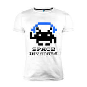 Мужская футболка премиум с принтом Космический захватчик (space invaders) в Рязани, 92% хлопок, 8% лайкра | приталенный силуэт, круглый вырез ворота, длина до линии бедра, короткий рукав | Тематика изображения на принте: space invaders | космический захватчик