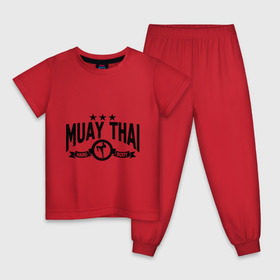 Детская пижама хлопок с принтом Muay thai boxing (Тайский бокс) в Рязани, 100% хлопок |  брюки и футболка прямого кроя, без карманов, на брюках мягкая резинка на поясе и по низу штанин
 | Тематика изображения на принте: муай тай