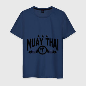 Мужская футболка хлопок с принтом Muay thai boxing (Тайский бокс) в Рязани, 100% хлопок | прямой крой, круглый вырез горловины, длина до линии бедер, слегка спущенное плечо. | муай тай