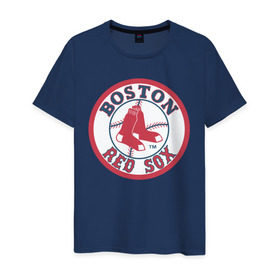 Мужская футболка хлопок с принтом Boston Red Sox в Рязани, 100% хлопок | прямой крой, круглый вырез горловины, длина до линии бедер, слегка спущенное плечо. | baseball | boston red sox | бейсбол | бостон | красные носки | ред сокс | спорт