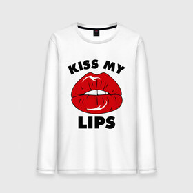 Мужской лонгслив хлопок с принтом Kiss my Lips в Рязани, 100% хлопок |  | kiss | lips | swag | губы | поцелуй | сваг | свог | свэг