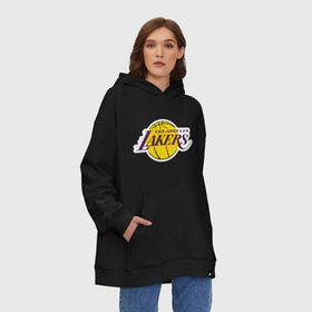 Худи SuperOversize хлопок с принтом LA Lakers в Рязани, 70% хлопок, 30% полиэстер, мягкий начес внутри | карман-кенгуру, эластичная резинка на манжетах и по нижней кромке, двухслойный капюшон
 | basketball | lakers | media | nba | toplanding | баскетболл | лейкерс | лого баскетбольных клубов | лос анджелес | нба