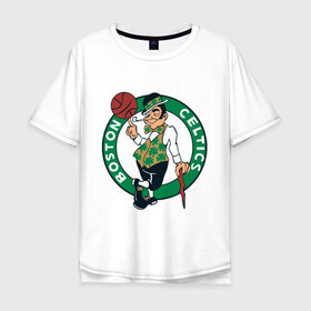 Мужская футболка хлопок Oversize с принтом Boston в Рязани, 100% хлопок | свободный крой, круглый ворот, “спинка” длиннее передней части | basketball | nba | баскетболл | бостон | лого баскетбольных клубов | нба