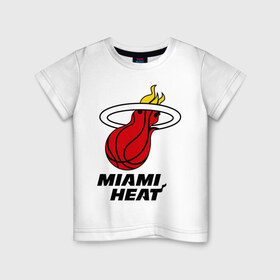 Детская футболка хлопок с принтом Miami Heat-logo в Рязани, 100% хлопок | круглый вырез горловины, полуприлегающий силуэт, длина до линии бедер | basketball | nba | баскетболл | лого баскетбольных клубов | майами | нба