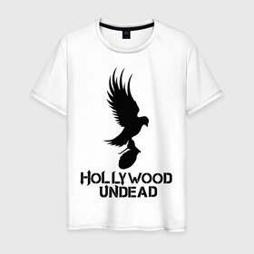 Мужская футболка хлопок с принтом Hollywood Undead в Рязани, 100% хлопок | прямой крой, круглый вырез горловины, длина до линии бедер, слегка спущенное плечо. | hollywood undead | undead | птица с гранатой | рок реп группа hollywood undead