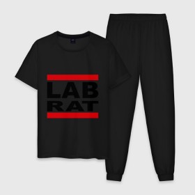 Мужская пижама хлопок с принтом Lab Rat в Рязани, 100% хлопок | брюки и футболка прямого кроя, без карманов, на брюках мягкая резинка на поясе и по низу штанин
 | banksy | бенкси | бэнкси | графити | граффити | стрит арт | стритарт