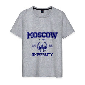 Мужская футболка хлопок с принтом MGU Moscow University в Рязани, 100% хлопок | прямой крой, круглый вырез горловины, длина до линии бедер, слегка спущенное плечо. | вуз | институт | мгу | студенческие | университет