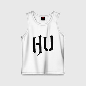 Детская майка хлопок с принтом HU abbreviation в Рязани,  |  | hollywood undead | hu | hu mask one color | undead | птица с гранатой | рок реп группа hollywood undead