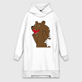Платье-худи хлопок с принтом Медведь цензурный в Рязани,  |  | интернет приколы | медведь | медведь в кустах | приколы