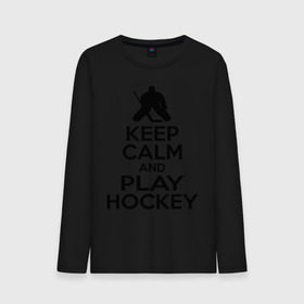 Мужской лонгслив хлопок с принтом Keep calm and play hockey в Рязани, 100% хлопок |  | hockey | keep calm | keep calm and play hockey | вратарь | хоккеист | хоккей | хоккейный вратарь