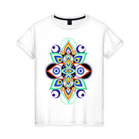 Женская футболка хлопок с принтом Ornamental flower в Рязани, 100% хлопок | прямой крой, круглый вырез горловины, длина до линии бедер, слегка спущенное плечо | 