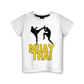 Детская футболка хлопок с принтом Муай тай (Muay Thai). в Рязани, 100% хлопок | круглый вырез горловины, полуприлегающий силуэт, длина до линии бедер | бойцы | бокс | боксеры | спортивные | тайский бокс