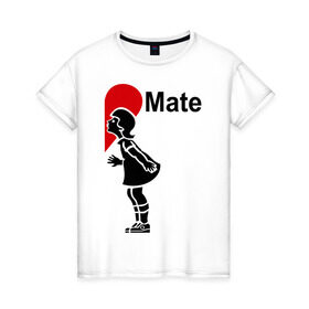 Женская футболка хлопок с принтом Soul Mate (родная душа). в Рязани, 100% хлопок | прямой крой, круглый вырез горловины, длина до линии бедер, слегка спущенное плечо | для влюбленных | для двоих | любовь | парные | половинка | сердечко | сердце