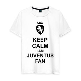 Мужская футболка хлопок с принтом keep calm I am juventus fan в Рязани, 100% хлопок | прямой крой, круглый вырез горловины, длина до линии бедер, слегка спущенное плечо. | juventus | keep calm | болельщик | кип калм | фанат | футбол | ювентус