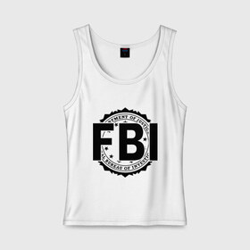 Женская майка хлопок с принтом FBI LOGO в Рязани, 95% хлопок, 5% эластан |  | fbi | federal bureau of investigation | америка | спецслужбы | сша | фбр | федеральное бюро расследований