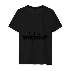 Мужская футболка хлопок с принтом WorkOut GYM в Рязани, 100% хлопок | прямой крой, круглый вырез горловины, длина до линии бедер, слегка спущенное плечо. | Тематика изображения на принте: street workout | street workout s | воркаут | стрит воркаут