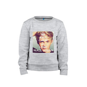 Детский свитшот хлопок с принтом Keep calm and love Niall Horan в Рязани, 100% хлопок | круглый вырез горловины, эластичные манжеты, пояс и воротник | Тематика изображения на принте: 1d | keep calm | music | niall horan | one direction | найл хоран