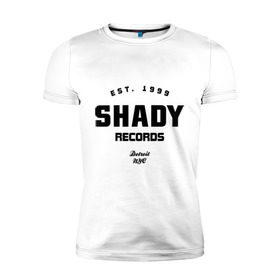 Мужская футболка премиум с принтом Shady records в Рязани, 92% хлопок, 8% лайкра | приталенный силуэт, круглый вырез ворота, длина до линии бедра, короткий рукав | Тематика изображения на принте: хип хоп