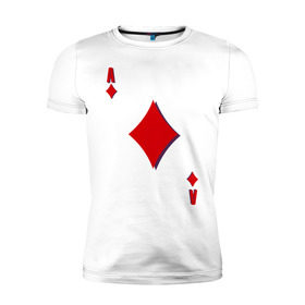 Мужская футболка премиум с принтом Бубновый туз в Рязани, 92% хлопок, 8% лайкра | приталенный силуэт, круглый вырез ворота, длина до линии бедра, короткий рукав | буби | игральные карты | карты | покер | туз