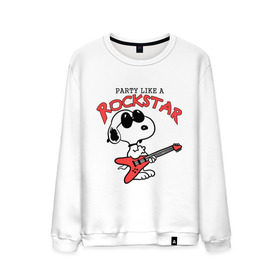 Мужской свитшот хлопок с принтом Snoopy Rockstar в Рязани, 100% хлопок |  | гитара