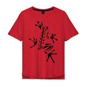 Мужская футболка хлопок Oversize с принтом Лягуха в Рязани, 100% хлопок | свободный крой, круглый ворот, “спинка” длиннее передней части | животные | лягушка | лягушка путешественница | подарки