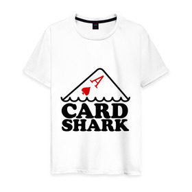 Мужская футболка хлопок с принтом Карточная акула в Рязани, 100% хлопок | прямой крой, круглый вырез горловины, длина до линии бедер, слегка спущенное плечо. | pokerstars