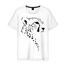 Мужская футболка хлопок с принтом Гепард в Рязани, 100% хлопок | прямой крой, круглый вырез горловины, длина до линии бедер, слегка спущенное плечо. | гепард | дикие | животные | киска | кошки